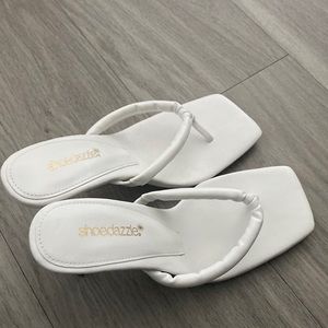 White comfortable thong heels